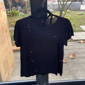 Black tee with white splatter